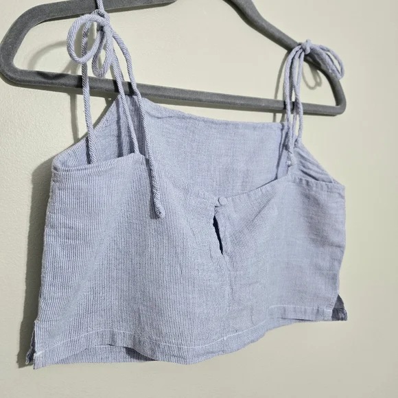 Brandy Melville Cropped Tank Top With Tie Straps Cotton One Size - Picture 3 of 7